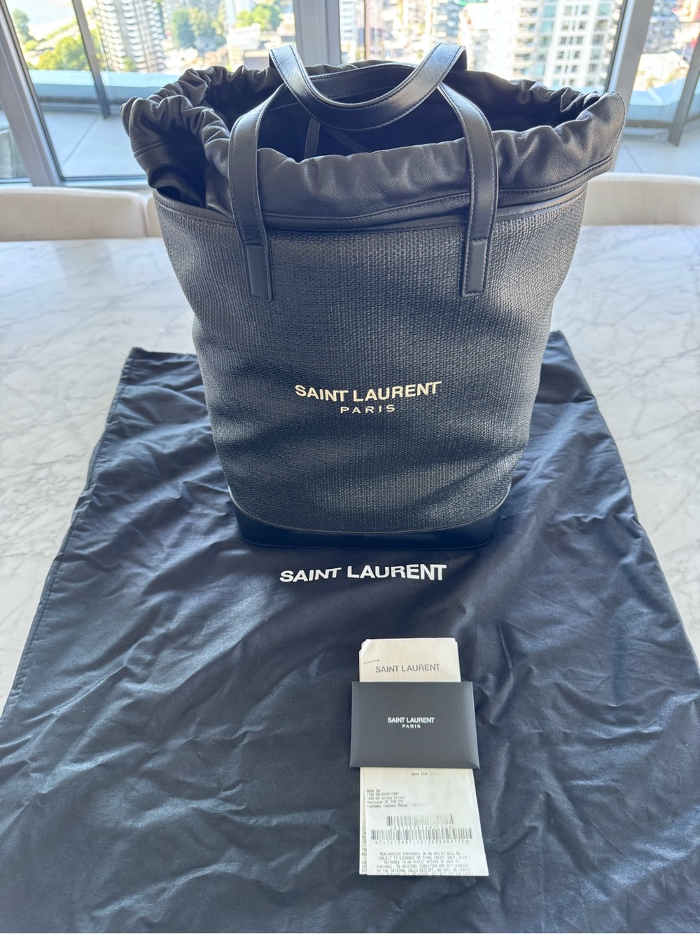 YSL Raffia and Leather 3-in-1 Teddy Tote Bag